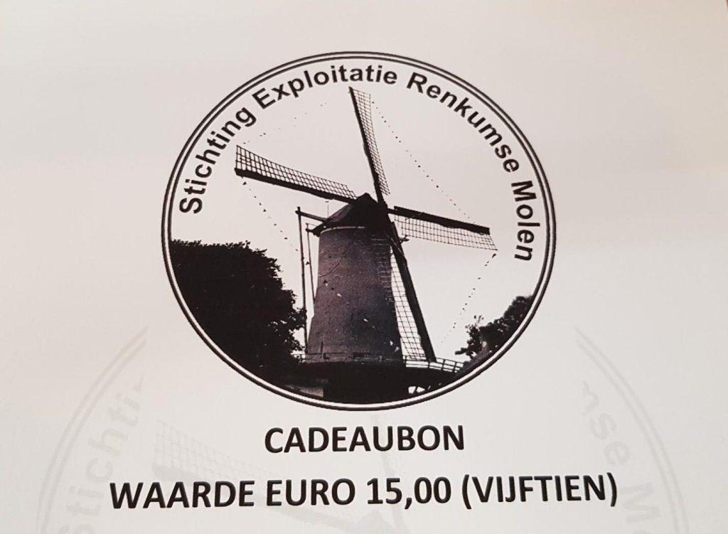 Afbeelding van een cadeaubon van de Renkumse Molen